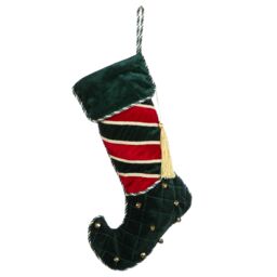 Dibor Set of 2 Green Jingle Bell Velvet Xmas Tree Decoration Christmas Gift Bag - Size: 2 Pack - thumbnail 2