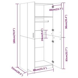 Berkfield Home Wardrobe Smoked Oak 80x50x180 cm Engineered Wood in Brown - Size: 80 x 50 x 180 cm - thumbnail 8