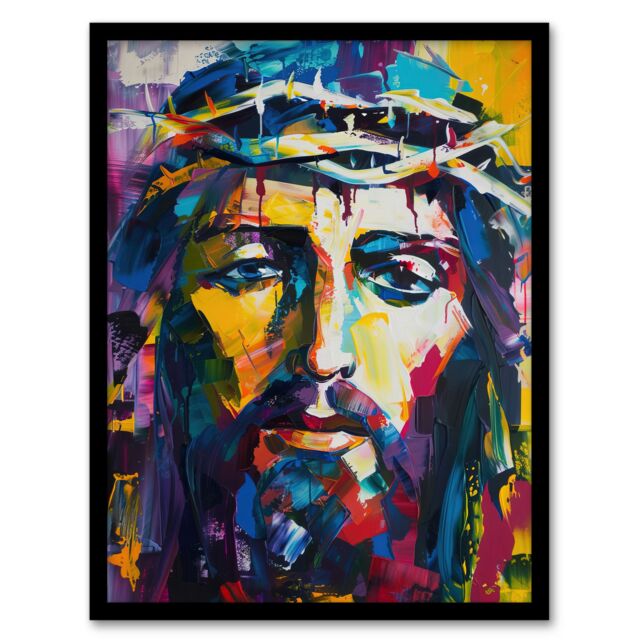 "Artery8 Jesus Thorn Crown Portrait Modern Portrait Framed Art Print - Size: W12"" x H16""" - image 1