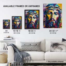 "Artery8 Jesus Thorn Crown Portrait Modern Portrait Framed Art Print - Size: W12"" x H16""" - thumbnail 3