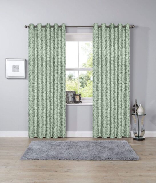 New Edge Blinds Savoy Woven Jacquard Curtains in Gold, 167cm x 228cm in Duck Egg Blue - Size: 228 cm width x 228 cm drop