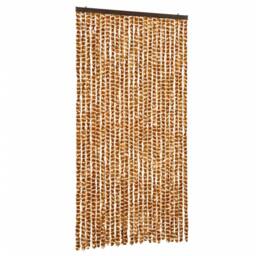 Berkfield Home Fly Curtain Ochre & White 100x200 cm Chenille in Yellow - thumbnail 2