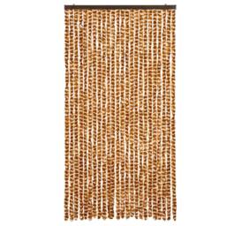 Berkfield Home Fly Curtain Ochre & White 100x200 cm Chenille in Yellow - thumbnail 3