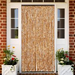 Berkfield Home Fly Curtain Ochre & White 100x200 cm Chenille in Yellow