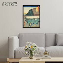 "Artery8 Distant View Of Mount Zozu Framed Canvas Japanese Wall Art Print in Blue - Size: W12"" x H16""" - thumbnail 3