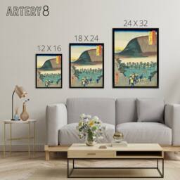 "Artery8 Distant View Of Mount Zozu Framed Canvas Japanese Wall Art Print in Blue - Size: W12"" x H16""" - thumbnail 4