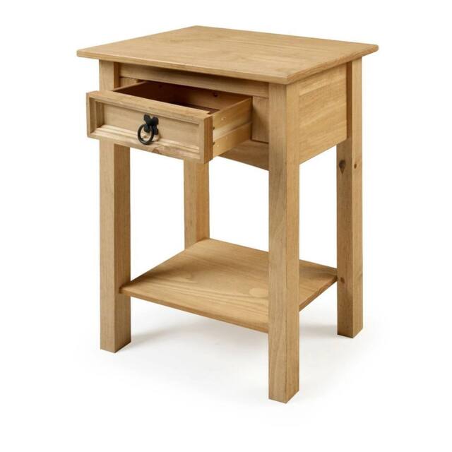 NESTLUNE Solid Pine Wood 1 Drawer Console Hallway Side Display Table in Brown - Size: 100 cm x 100 cm - image 1
