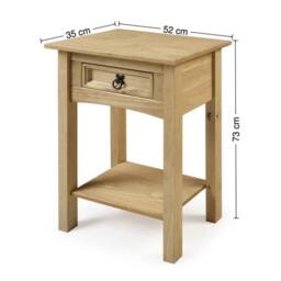 NESTLUNE Solid Pine Wood 1 Drawer Console Hallway Side Display Table in Brown - Size: 100 cm x 100 cm - thumbnail 2