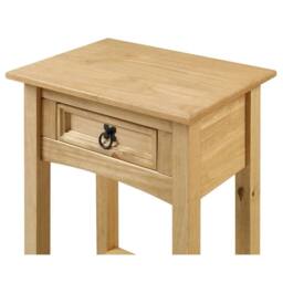 NESTLUNE Solid Pine Wood 1 Drawer Console Hallway Side Display Table in Brown - Size: 100 cm x 100 cm - thumbnail 4