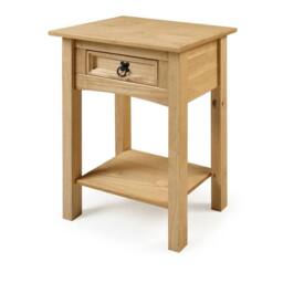 NESTLUNE Solid Pine Wood 1 Drawer Console Hallway Side Display Table in Brown - Size: 100 cm x 100 cm - thumbnail 3