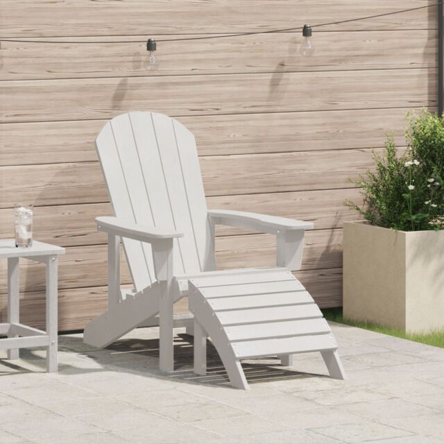 Berkfield Home Adirondack Chair with Footrest White HDPE - image 1