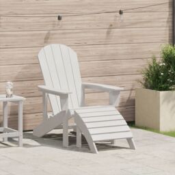 Berkfield Home Adirondack Chair with Footrest White HDPE - thumbnail 1