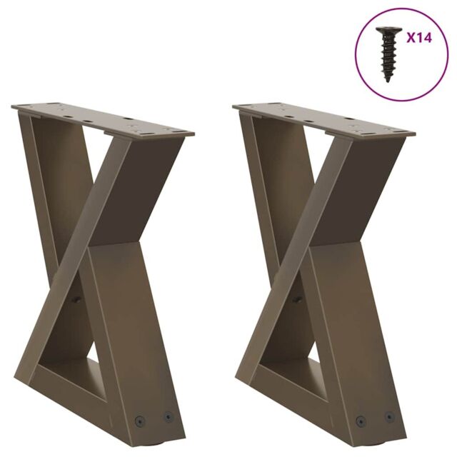 Berkfield Home Coffee Table Legs 2 pcs Natural Steel 40x(30-31.3) cm Steel in Brown - image 1
