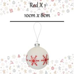 VFM e-Store Christmas Hanging Glass Bauble Decoration 10cm x 8cm Red X 1 - Size: 10 cm x 8 cm - thumbnail 2