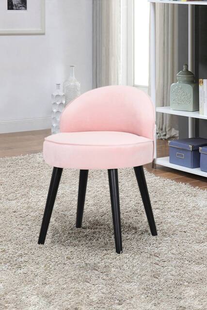 Living and Home Pink Velvet Low Back Dressing Footstool with Solid Wood Legs - image 1