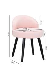 Living and Home Pink Velvet Low Back Dressing Footstool with Solid Wood Legs - thumbnail 6