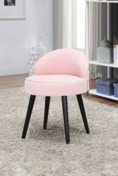 Living and Home Pink Velvet Low Back Dressing Footstool with Solid Wood Legs