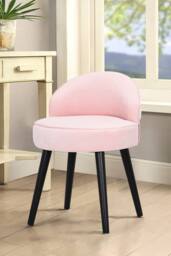 Living and Home Pink Velvet Low Back Dressing Footstool with Solid Wood Legs - thumbnail 2