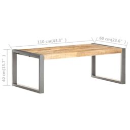 Berkfield Home Coffee Table 110x60x40 cm Rough Mango Wood in Grey - Size: 110 x 60 x 40 cm - thumbnail 6