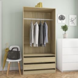 Berkfield Home Wardrobe Sonoma Oak 100x50x200 cm Engineered Wood in Brown - Size: 100 x 50 x 200 cm - thumbnail 1