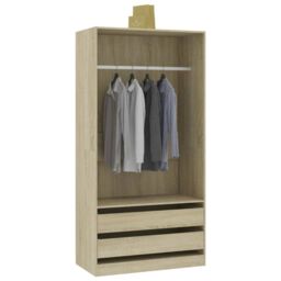 Berkfield Home Wardrobe Sonoma Oak 100x50x200 cm Engineered Wood in Brown - Size: 100 x 50 x 200 cm - thumbnail 4