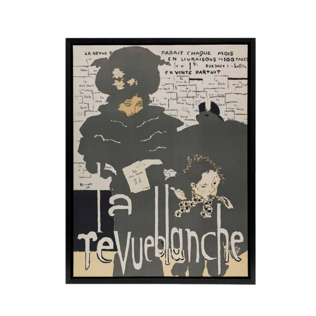 "Artery8 Poster for the Revue Blanche Journal Bonnard Black Framed Canvas Art in Grey - Size: W24"" x H32""" - image 1
