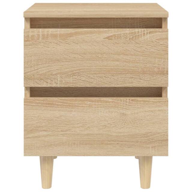 Berkfield Home Sturdy Bed Cabinet with Solid Pinewood Legs Sonoma Oak 40x35x50 cm in Light Brown - Size: 40 x 35 x 50 cm - image 1