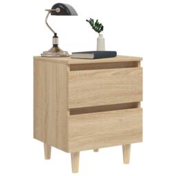 Berkfield Home Sturdy Bed Cabinet with Solid Pinewood Legs Sonoma Oak 40x35x50 cm in Light Brown - Size: 40 x 35 x 50 cm - thumbnail 7