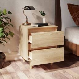 Berkfield Home Sturdy Bed Cabinet with Solid Pinewood Legs Sonoma Oak 40x35x50 cm in Light Brown - Size: 40 x 35 x 50 cm - thumbnail 6