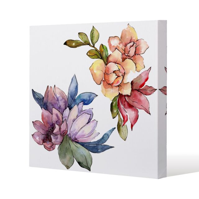 Benjamin Tate Design Rainbow Flowers (Canvas Print) / 127 x 127 x 4cm in Natural - Size: 127 x 127 x 4 cm - image 1
