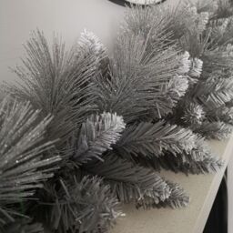 Samuel Alexander 1.8m (6ft) Silver Christmas Garland with Glitter Tips - thumbnail 5