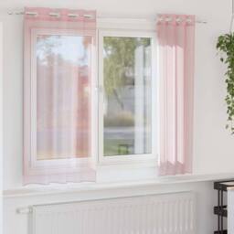 Berkfield Home Voile Curtains with Grommets 2 pcs Light Pink 140x140 cm - thumbnail 2