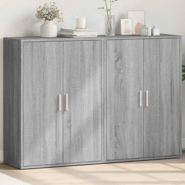 Berkfield Home Sideboards 2 pcs Grey Sonoma 60x31x84 cm Engineered Wood - Size: 60 x 31 x 84 cm - image 1