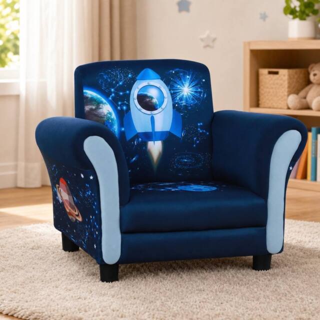 STILVORA Children's Armchair Blue Polyester - image 1
