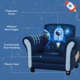 STILVORA Children's Armchair Blue Polyester - thumbnail 6