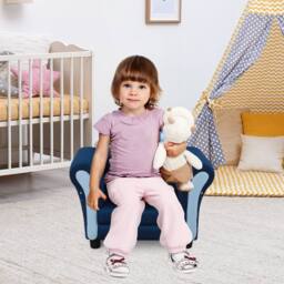 STILVORA Children's Armchair Blue Polyester - thumbnail 3