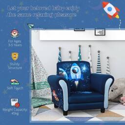 STILVORA Children's Armchair Blue Polyester - thumbnail 8