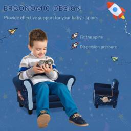 STILVORA Children's Armchair Blue Polyester - thumbnail 7