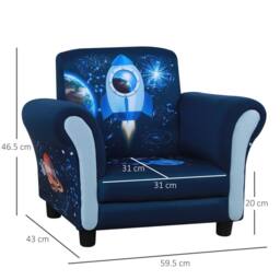 STILVORA Children's Armchair Blue Polyester - thumbnail 4