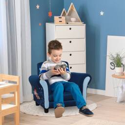 STILVORA Children's Armchair Blue Polyester - thumbnail 2