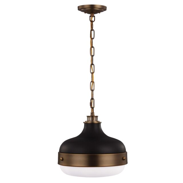 Netlighting Cadence 2 Light Dome Ceiling Pendant Antique Brass Black E27 in Yellow - image 1