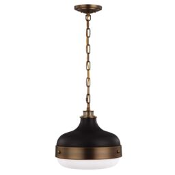 Netlighting Cadence 2 Light Dome Ceiling Pendant Antique Brass Black E27 in Yellow - thumbnail 1