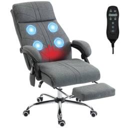 VINSETTO Vibration Massage Office Chair with Heat, Footrest in Grey - thumbnail 2