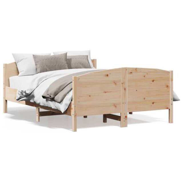 Berkfield Home Bed Frame without Mattress 140x200 cm Solid Wood Pine in Light Tan - image 1