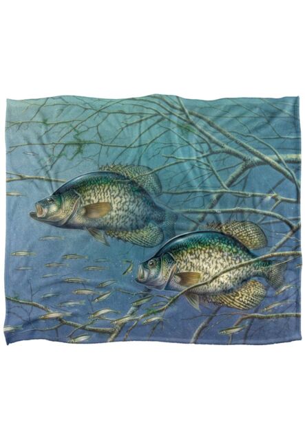 JQ Licensing Tangled Crappie Fishing Silky Touch Super Soft Throw Blanket 152 X 127 cm in White - image 1