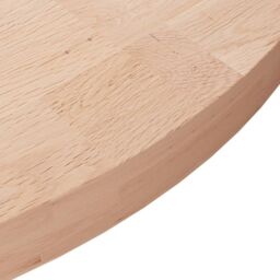 Berkfield Home Round Table Top √ò70x4 cm Untreated Solid Wood Oak in Brown - Size: 70x4 cm - thumbnail 3