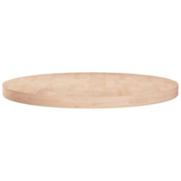 Berkfield Home Round Table Top √ò70x4 cm Untreated Solid Wood Oak in Brown - Size: 70x4 cm - thumbnail 1