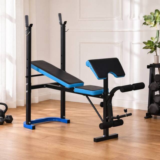 STILVORA Weight Bench with Adjustable Barbell Rack Black - image 1