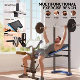 STILVORA Weight Bench with Adjustable Barbell Rack Black - thumbnail 7