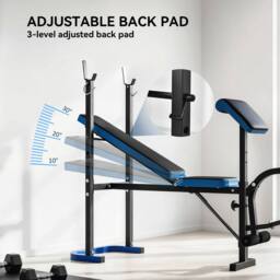 STILVORA Weight Bench with Adjustable Barbell Rack Black - thumbnail 6